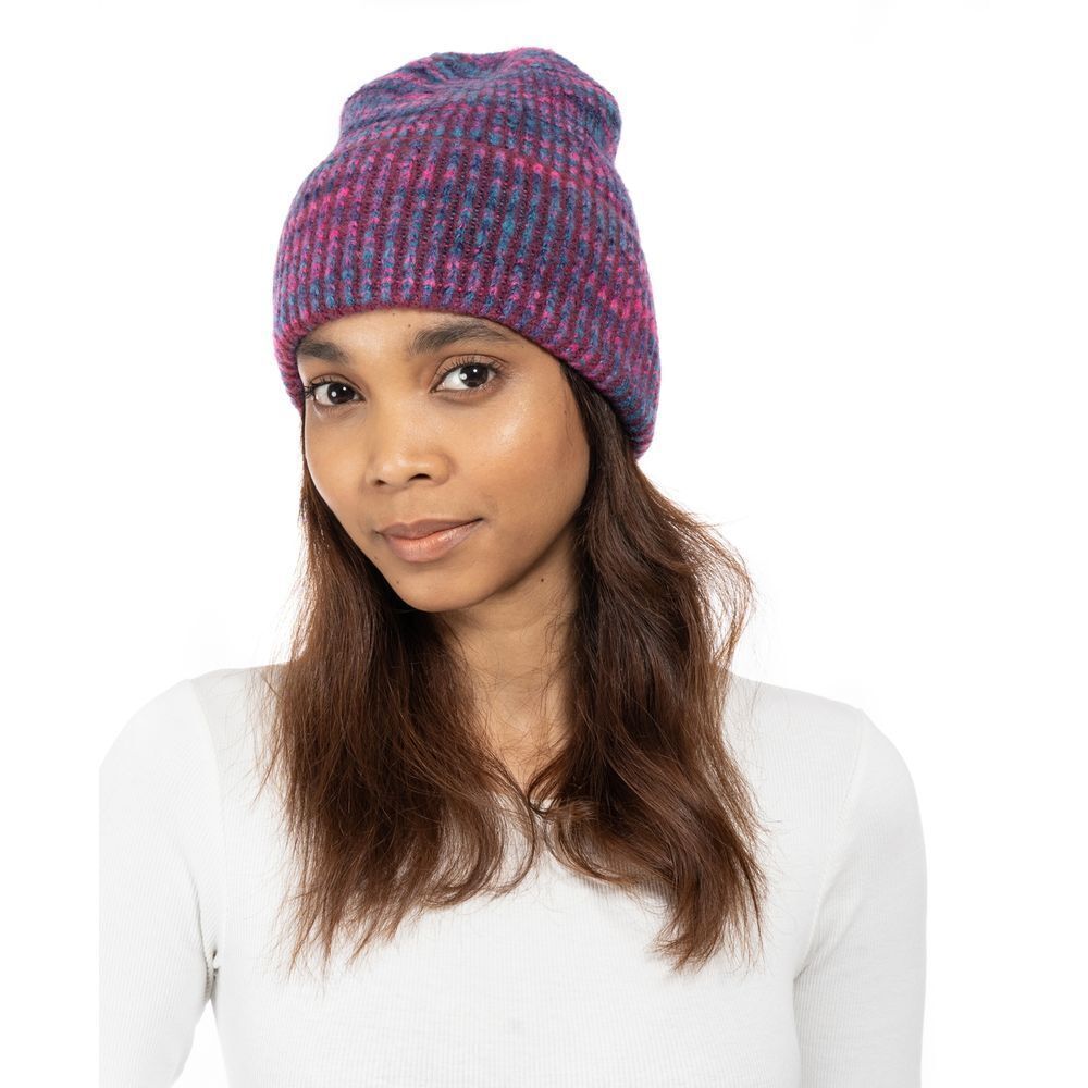 Jenni Knit Wine, Teal, and Pink Beanie One Size
